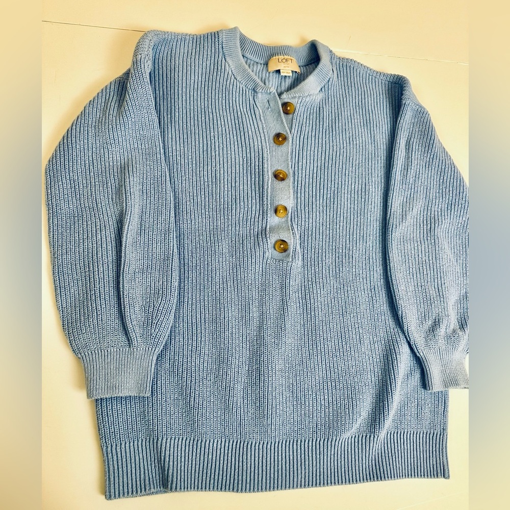 LOFT Men's Light Blue Crewneck Sweater